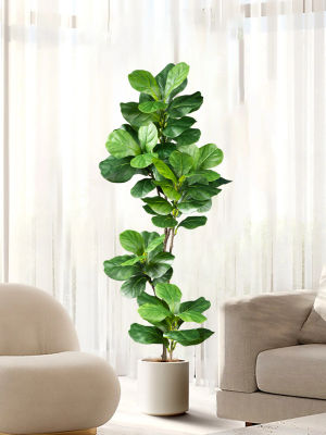 Árbol Ficus Artificial grande de 70-135cm, rama de plantas de goma falsas, hojas de violín de plástico para decoración interior y exterior del jardín del hogar