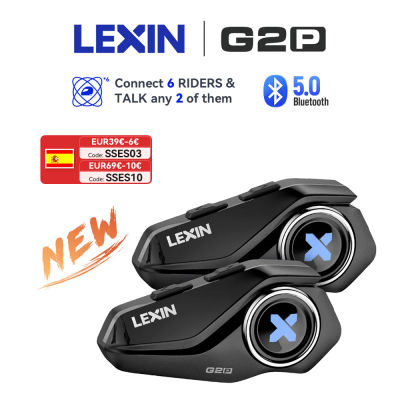 Lexin G2P-auriculares Bluetooth para casco de motocicleta, comunicador manos libres de hasta 6 conductores, interfono con Radio FM