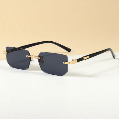 Gafas de sol sin montura a la moda para hombres y mujeres, gafas de sol sin marco populares, gafas de sol clásicas para hombre y mujer, gafas de sol cuadradas pequeñas para viajar en verano