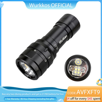 Linterna de Buceo Wurkkos DL07 5000K LED Multicolor con Interruptor Giratorio, Resistente al Agua, Batería 26650 + Cargador de una sola ranura