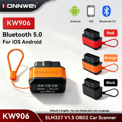 KONNWEI KW906 ELM327 V1.5 OBD2 escáneres de fallos de coche Bluetooth 5,0 herramienta de diagnóstico OBDII para lector de códigos Android/IOS