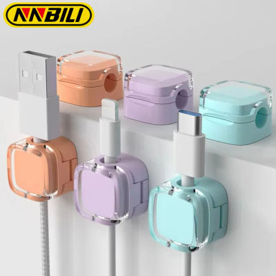 NNBILI-Clips magnéticos para gestión de cables, organizador de cables multicolor, ganchos montados en la pared para escritorio y datos de teléfono y cargador, 6 uds. ﻿