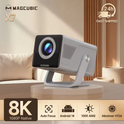 Proyector Magcubic 1000ANSI 8K compatible con HD 1080P X7 con altavoz de 5W Android 14 WiFi6 BT5.4 proyector de cine en casa de vídeo para exteriores