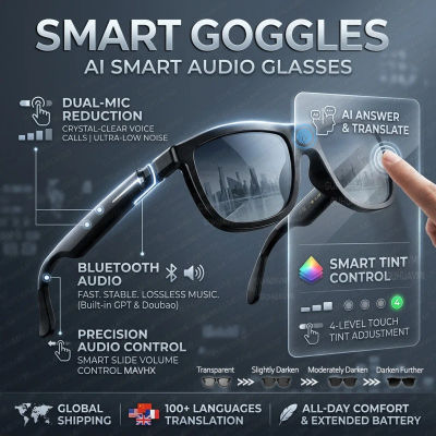 Gafas Inteligentes Electrocrómicas 2026 para Hombre con Audio, Voz IA, Traducción 1060+, Auriculares Bluetooth, Lentes Táctiles que Cambian de Color, IP65, Deportivas