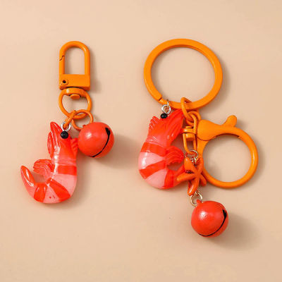 Aihua lindo resina simulación camarón llaveros llavero para Mujeres Hombres bolso creativo llave de coche caja de Airpods joyería juguetes para niños