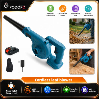 Soplador de aire eléctrico inalámbrico Podofo 2 en 1, mini aspirador de hojas y polvo para el cuidado del césped, jardín, hojas sopladas y nieve.