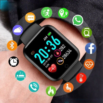 Reloj inteligente hombres mujeres D20 Bluetooth Monitor de ritmo cardíaco presión arterial pulsera de Fitness moda Smartwatch Y68 para IOS Android
