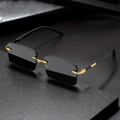 Gafas de sol sin montura rectangulares a la moda populares para mujeres y hombres, gafas de sol cuadradas pequeñas para mujer y hombre, gafas de viaje