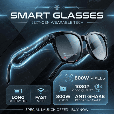 Gafas Inteligentes con IA, Cámara HD 1080P, Grabadora de Video, Auriculares Inalámbricos Bluetooth 5.4, Resistentes al Agua IP65, Deportivas, para Hombre y Mujer