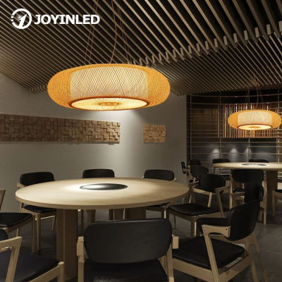 Lámpara Colgante Redonda de Mimbre JOYINLED, Estilo Vintage, Hecha a Mano, Retro Clásica, LED, para Techo, Lámpara de Ratán