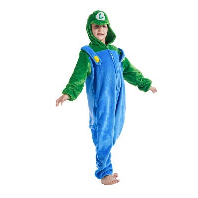 Pijamas para niños, monos de Luigi para niños, manta de viñetas de animales, peluches de invierno para niños y niñas, disfraces de Cosplay para Halloween