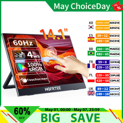 HGFRTEE Monitor táctil portátil Monitor portátil táctil ultrafino de 14,1 pulgadas para ordenadores portátiles PC teléfono móvil Xbox PS4/5