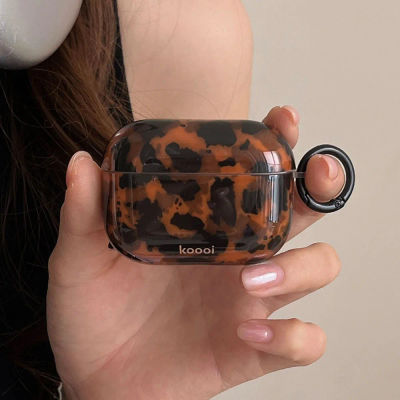 Funda para auriculares con estampado de leopardo Ins para Airpods 4 Pro 2 con gancho, funda protectora suave para Airpods Pro 3, 2, 1, carcasa de tercera generación