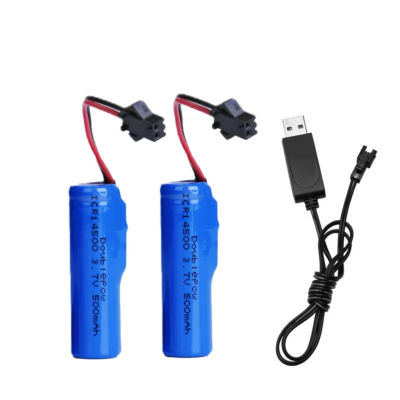 Batería recargable 14500, batería de litio de 3,7 V y 500mAh con enchufe SM, cargador de USB-SM para controlador de juego de juguete