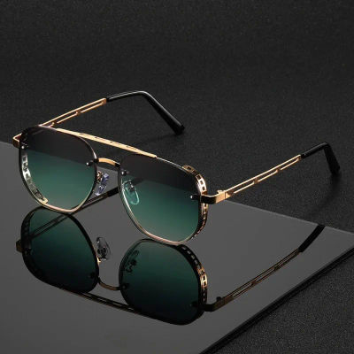 Gafas de sol metálicas de doble montura clásicas y modernas, de alta gama, sencillas y versátiles para hombre y mujer.