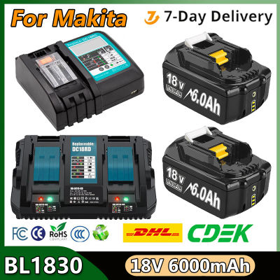 Para Makita BL1830 batería de repuesto 6000mAh batería 18V BL1830 BL1815 BL1860 BL1840 herramienta batería recargable con cargador 6A