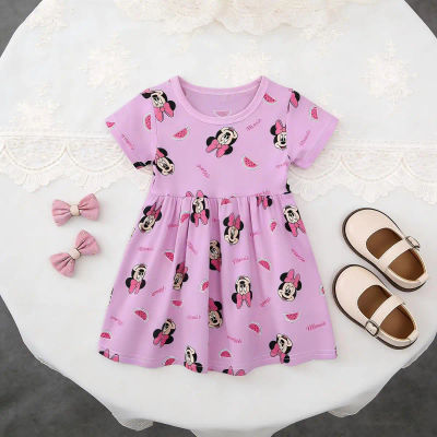 Vestido de verano de manga corta para niña, vestido informal estilo princesa Minnie, versión para bebés de 2 a 6 años