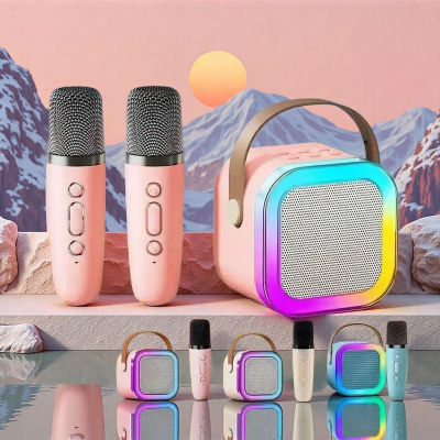 Altavoz Bluetooth K12, máquina de karaoke, sistema de altavoces portátil con 1-2 micrófonos inalámbricos, gif para cantar familiar para niños