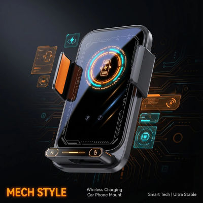 Cargador de teléfono para coche, soporte para teléfono, cargador inalámbrico y con cable de 15W, detección automática, liberación y rotación con un solo toque, certificado Qi FCC ROHS