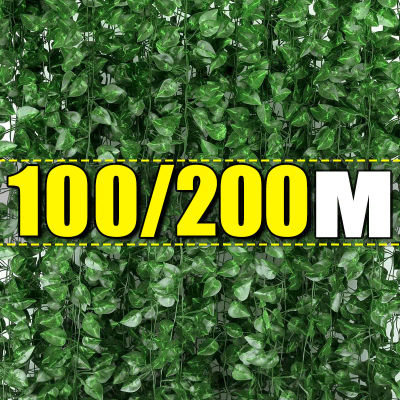 Planta Artificial de 2/200M, guirnalda de hojas de hiedra verde, planta falsa, enredadera, enredadera colgante, pared de jardín DIY para exteriores, decoración del hogar para fiesta de boda