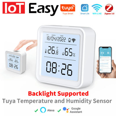 Tuya WiFi Zigbee Sensor de temperatura y humedad aplicación remota Monitor para hogar inteligente var SmartLife funciona con el asistente de Google Alexa