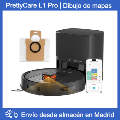 Aspiradora y Mopa Robótica Inteligente PrettyCare, 15000Pa, Navegación LiDAR, Estación de Autovaciado, Aspiradora Robótica para Pelo de Mascotas y Hogar