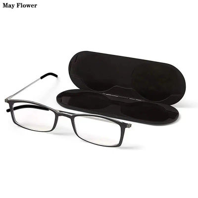 Gafas de lectura antiluz azul, gafas cuadradas portátiles para presbicia con estuche, gafas graduadas finas, gafas para hombres