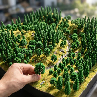 30/50 Piezas de Árboles en Miniatura, Plantas Verdes de Simulación para Modelismo/Dioramas/Micropaisajes/Decoración de Ferrocarriles