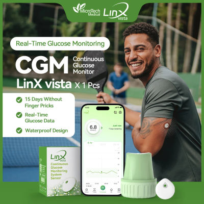 Monitor Continuo de Glucosa MicroTech LinX Vista CGM, Prueba de Glucosa en Sangre en Tiempo Real las 24 Horas, Sin Pinchazos en el Dedo