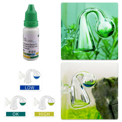 Solución Indicadora de CO2 para Acuarios, Monitor de Concentración de CO2 para Plantas y Hierba, Probador Líquido de Vidrio para Peceras, Detector de Gotas de Fluido