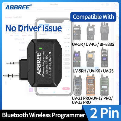 ABBREE-programador inalámbrico Bluetooth para Walkie Talkie, Plug & Play, sin problemas de controlador, programación de aplicaciones de teléfono para Baofeng UV5R BF888S