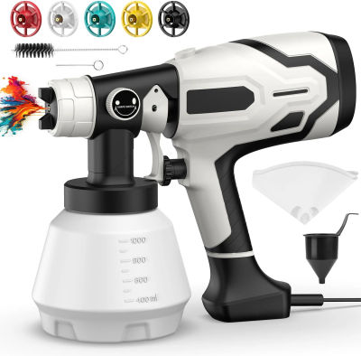 Pistola pulverizadora eléctrica de 1000ML, potente pulverizador de pintura HVLP de 15000W, 5 boquillas de cobre, aerógrafo con revestimiento de acero para muebles de automóvil