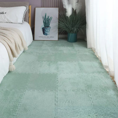 Alfombra de juego de felpa suave para niños, Alfombra de rompecabezas, azulejos de ejercicio entrelazados cálidos, Alfombra de decoración de piso, 30x30CM