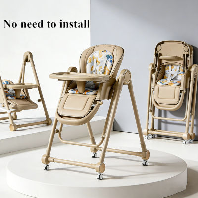 Silla de Comedor Multifuncional para Niños, Ajustable 2 en 1, con Ruedas Cardánicas Suaves, Plegable, Reclinable, para Bebés