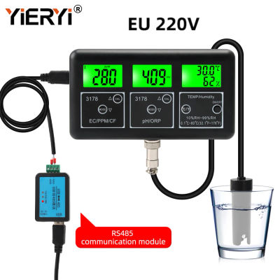 Medidor de Calidad del Agua Multifunción con Comunicación RS485, Monitor de PH, ORP, TDS, EC, CF, Temperatura y Humedad, Analizador en Línea para Acuarios