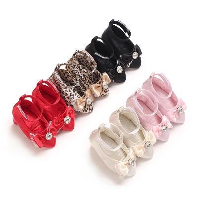 Zapatos de Vestir para Bebés Niñas, Primeros Zapatos de Princesa con Tacón, Lazo para Fiesta, Suela Suave, Primavera Otoño