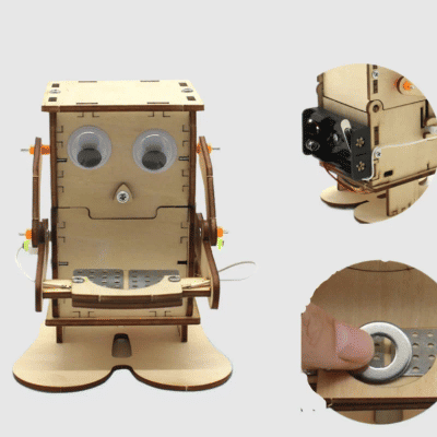 Juguete robot para comer monedas hecho a mano, Kit de montaje de madera para niños, experimento de invención científica, monedas educativas para golondrina