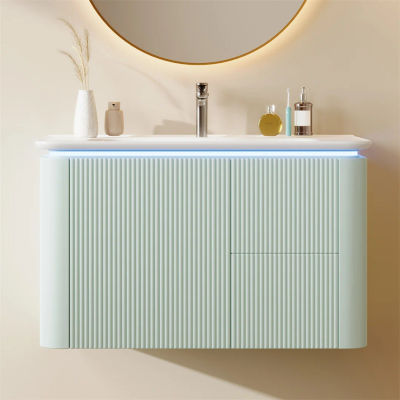 Mueble de baño, cómodo, 80.5×47.5×51cm, mueble de lavabo para montar en la pared, diseño resistente a impactos, verde