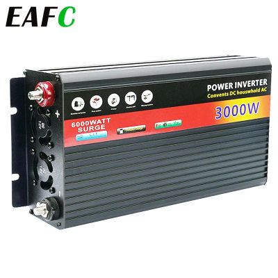 Inversor de corriente de 12V/24V CC a CA 220V, convertidor de voltaje para coche, 2000W/3000W con cargador USB para coche y hogar