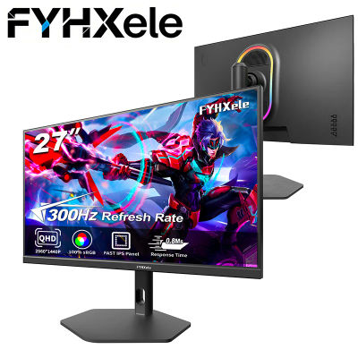 FYHXele Monitor para juegos y oficina sin bordes de 27 pulgadas 2K, Freesync 300HZ, tiempo de respuesta IPS de 0.8ms, VESA, luz azul baja y sin parpadeo