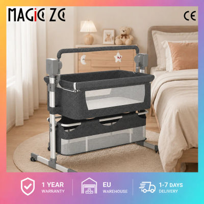 Cuna Eléctrica Automática para Bebés, Cuna Colecho para Recién Nacidos, Cama Mecedora de 5 Velocidades con Música Bluetooth, Altura Ajustable, Anti-Vómito, Cesta Portátil para Dormir, Soporte de