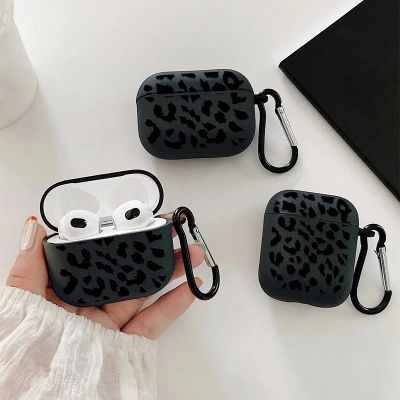 Funda negra con estampado de leopardo para Airpods Pro 3/Pro 2/Pro, funda protectora de silicona para Apple Airpods 4 3 1/2, funda anticaída