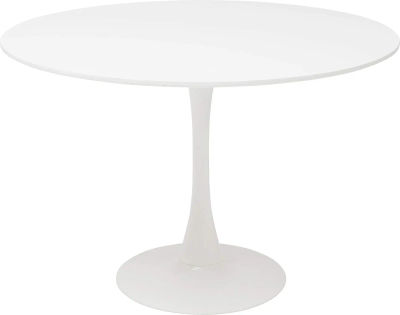 Mesa redonda blanca de 110CM, fija Gina, cocina, comedor, sala de estar, muebles de estilo nórdico moderno, mesa pequeña para balcón, Blanco/negro