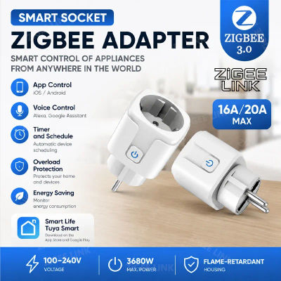 Adaptadores Zigbee3.0 o WIFI con enchufe europeo, enchufes inteligentes con monitor de energía, control remoto por voz a través de aplicación inalámbrica, compatibles con Tuya Smart Life.