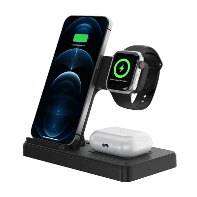 Estación de carga inalámbrica 3 en 1, carga rápida magnética, 18W, plegable para IPhone 16, 15, 14, 13, 12 Pro/Pro Max/Plus/Watch y Airpods
