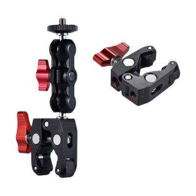 Super Clamp, Soporte de Cámara con Abrazadera para Monitor 360 ° Adaptador de doble cabezal esférico Ballhead Magic Arm para cámara DSLR/Gopro/luces LED/teléfono