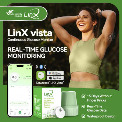 MicroTech LinX Vista Sensor CGM dinámico Sistema de monitoreo continuo de glucosa Monitor de azúcar en sangre para gestión de la diabetes 15 días