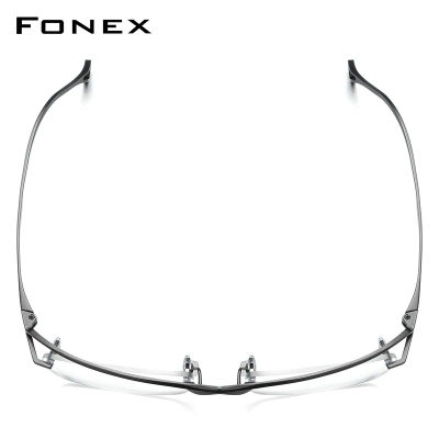 Montura de gafas de titanio FONEX para hombre, gafas cuadradas semisin montura de diseño de marca, gafas ultraligeras japonesas de alta gama de media montura 85756