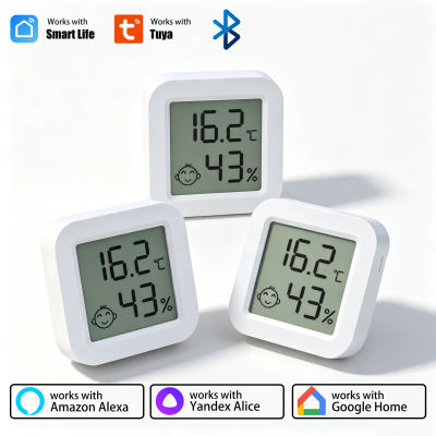 Sensor de temperatura y humedad Tuya, minitermómetro, higrómetro, Compatible con Bluetooth, Control remoto por aplicación, funciona con Smart Life Alexa