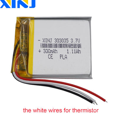 Termistor de 3 cables para cámara de coche, 3,7 V, 300 mAh, 1.11Wh, 303035 iones de batería recargable de polímero de litio LiPo, dispositivo Bluetooth